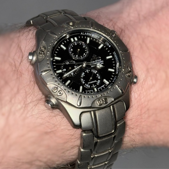 CITIZEN Men's Titanium Eco-Drive Promaster Chronograph Alarm Bracelet Watch - Picture 6 of 15
